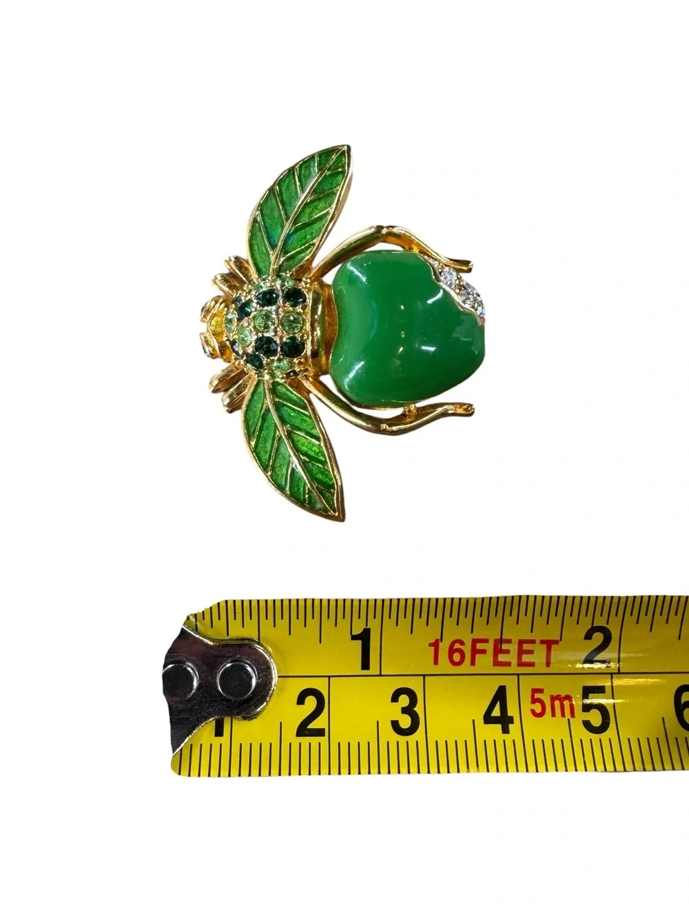 Very Rare Authentic Joan Rivers Green Granny Smith Apple Bee Pin Brooch